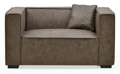 Fauteuil Bibe large tissu effet peau marron vintage