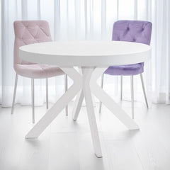 Table ronde extensible avec pied central blanc