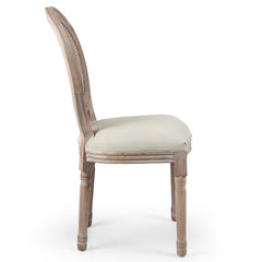 Lot de 2 chaises médaillon Louis XVI avec cannage Bois patiné et Tissu Beige
