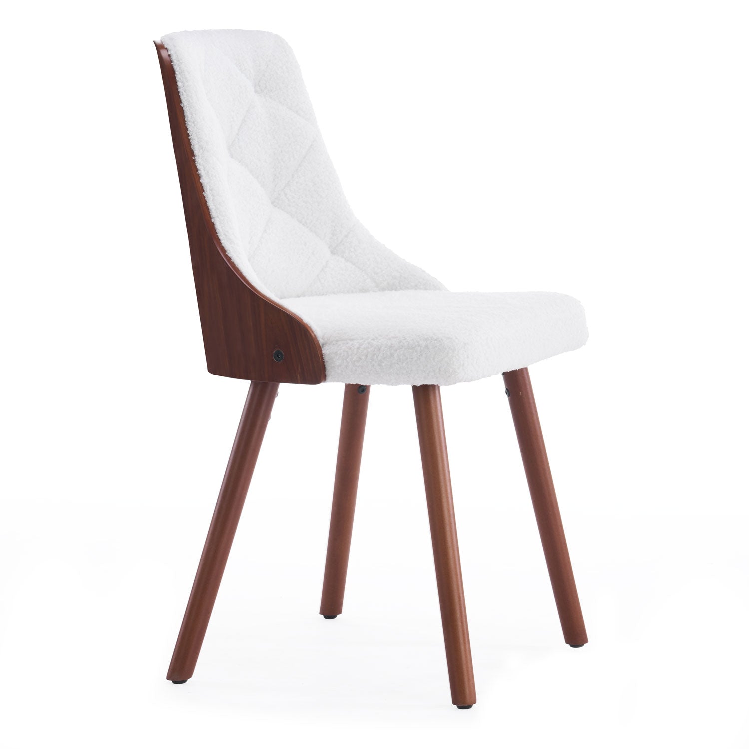 Lot de 2 chaises scandinaves Lalix Bois Noisette & Tissu bouclette Crème