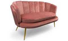 Canapé 2 places Arneris velours rose pieds dorés arrondi
