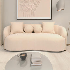 Canapé 3 places au design élégant et incurvé Alex Tissu bouclette Beige