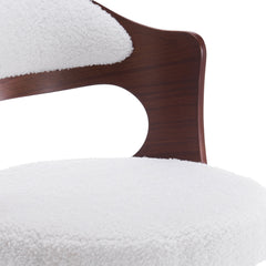 Lot de 2 chaises de bar Ruben Métal noir avec Bois noisette & Tissu bouclette Crème