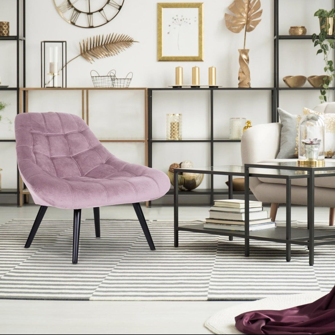 Fauteuil Danios Velours Rose