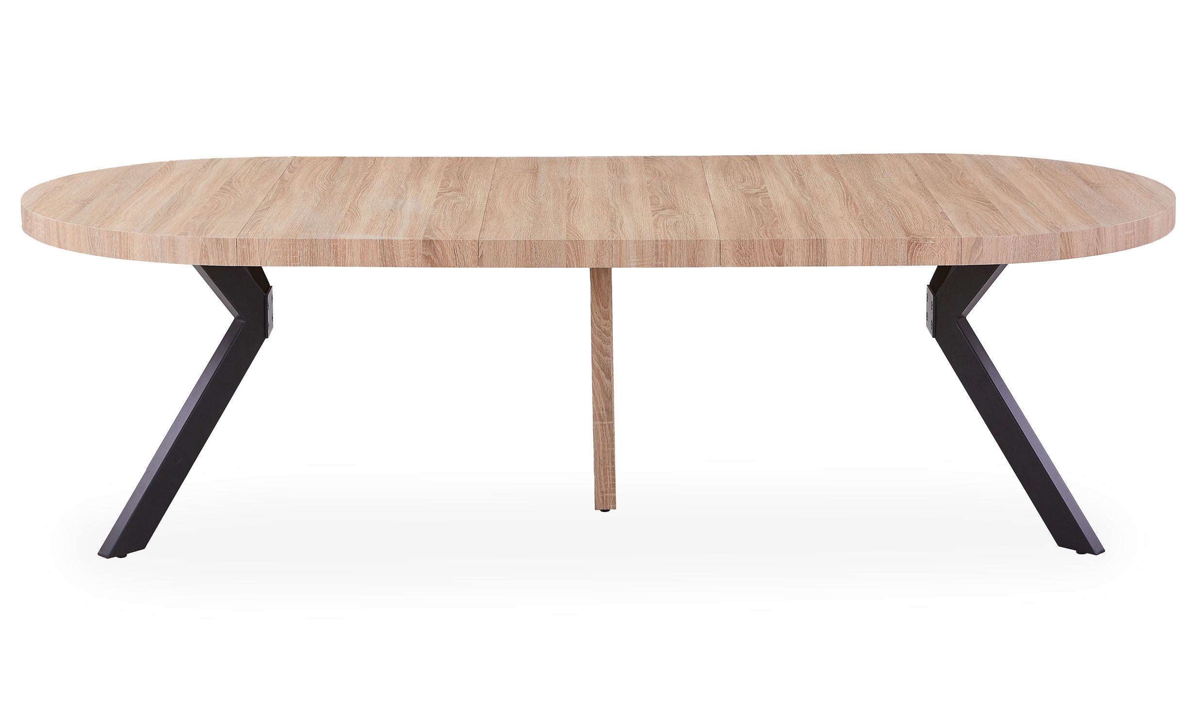 Table ronde extensible Myriade Chêne Clair Pieds Noirs