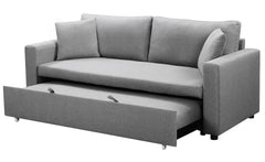 Canapé convertible 3 places Arkomi tissu gris clair