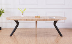 Table ronde extensible Myriade Chêne Clair Pieds Noirs