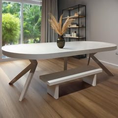 Table ronde extensible avec pied central blanc