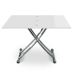 Table basse Adas avec plateau relevable blanc laqué