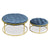 Set de 2 poufs ronds en velours coloris bleu