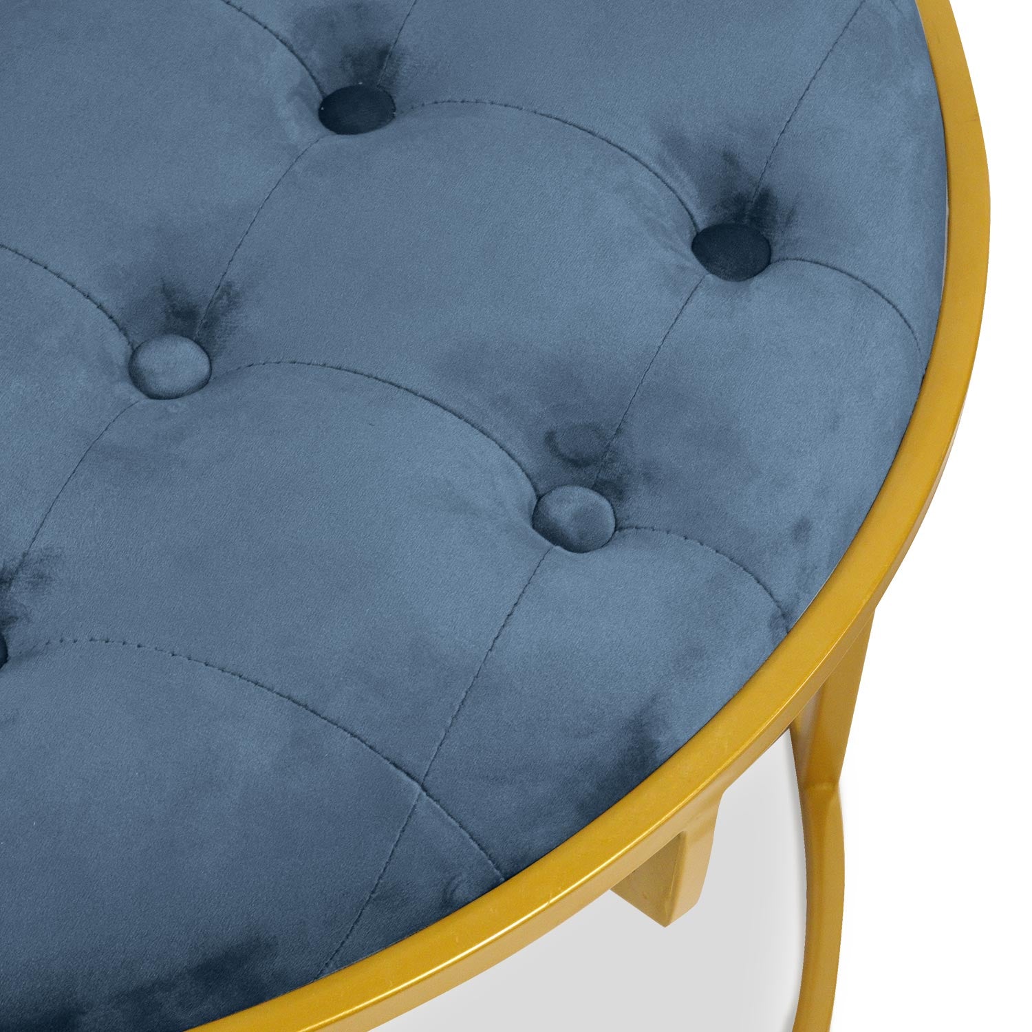 Set de 2 poufs Valona Velours Bleu