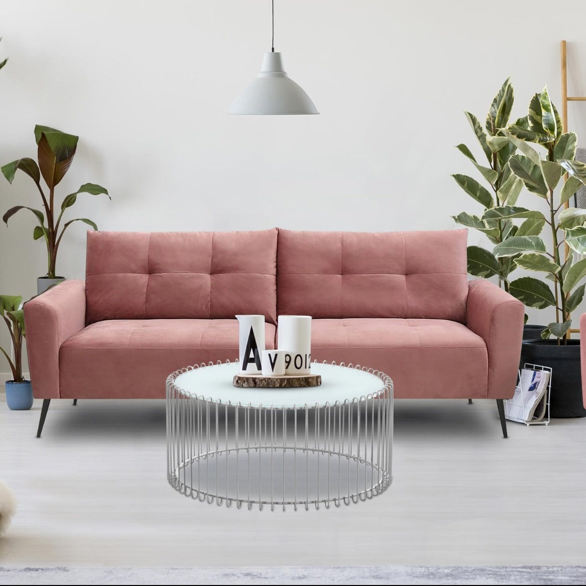 Ensemble de 2 tables basses Universe Verre Blanc et Métal Gris