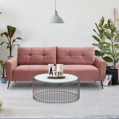 Ensemble de 2 tables basses Universe Verre Blanc et Métal Taupe