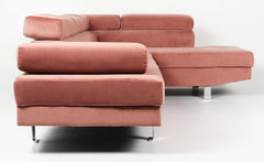 Canapé d'angle avec têtières relevables Alfa Velours Rose