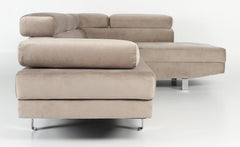 Canapé d'angle Annalo avec têtières ajustables velours taupe