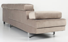 Canapé d'angle Annalo avec têtières ajustables velours taupe