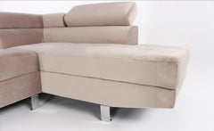 Canapé d'angle Annalo avec têtières ajustables velours taupe