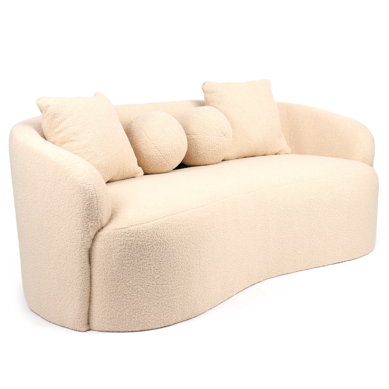 Canapé 3 places au design élégant et incurvé Alex Tissu bouclette Beige