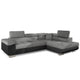 Canapé d'angle convertible Alixto têtières ajustables simili noir tissu gris foncé