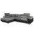 Canapé d'angle convertible Alixto en simili noir et tissu gris foncé avec têtières réglables