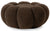 Pouf fleur en tissu bouclette marron
