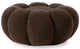 Pouf fleur en tissu bouclette marron