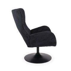 Fauteuil pivotant Cernel en velours côtelé noir