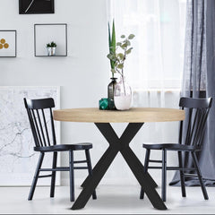Table ronde extensible Myriade Chêne Clair Pieds Noirs