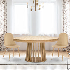 Table ovale extensible en chêne clair avec rallonges