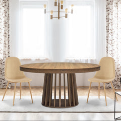 Table à rallonges ovale en bois noisette