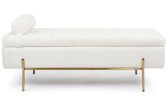 Banquette-coffre moderne Hepburn L140cm Tissu bouclette Blanc