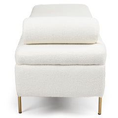 Banquette-coffre moderne Hepburn L140cm Tissu bouclette Blanc