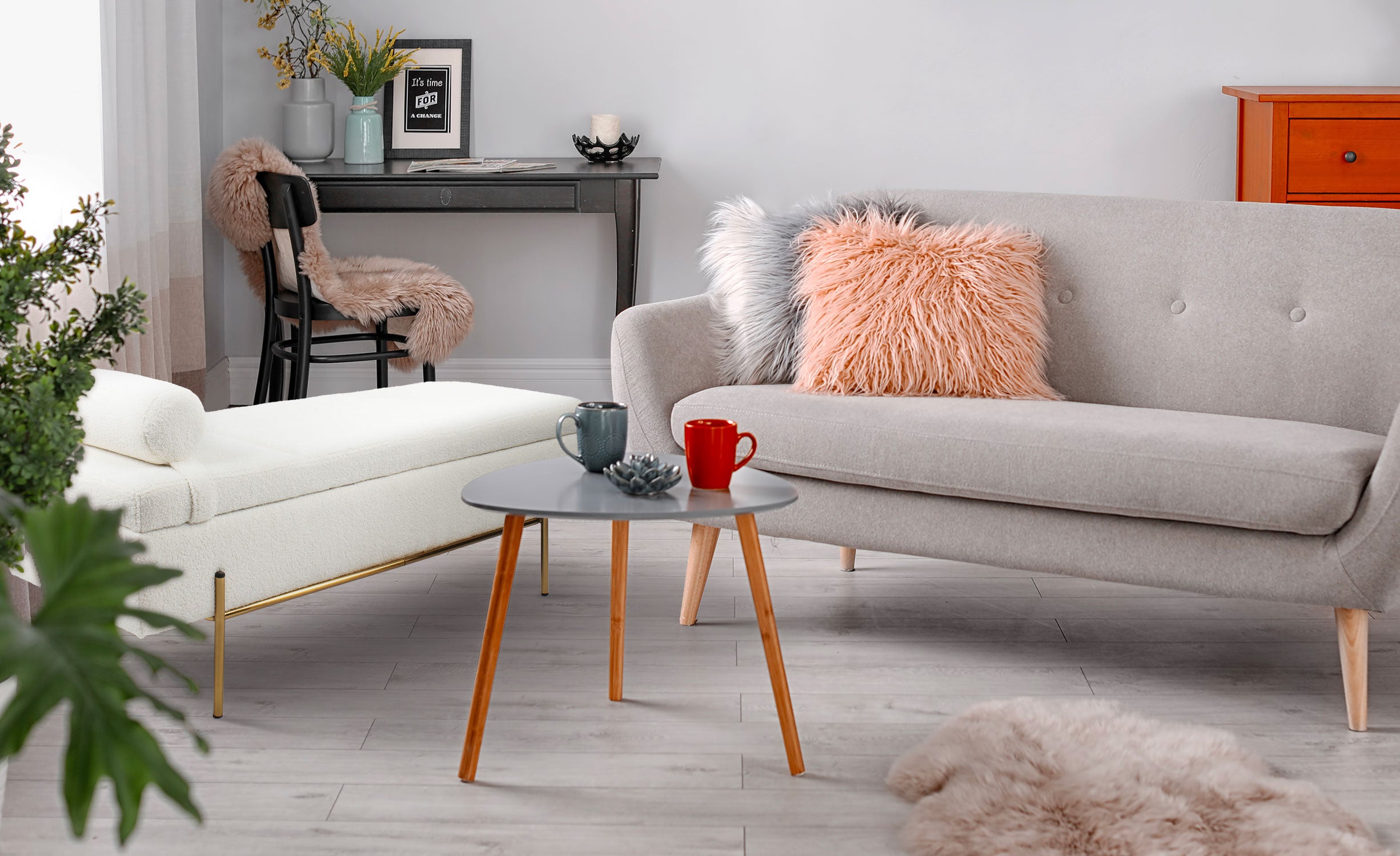 Banquette-coffre moderne Hepburn L140cm Tissu bouclette Blanc