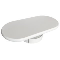 Table basse Cilya ovale avec tiroirs 60x120 cm blanc