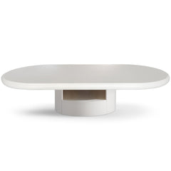Table basse Cilya ovale avec tiroirs 60x120 cm blanc