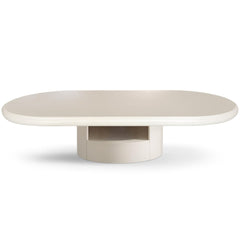Table basse avec tiroirs Cilya ovale 60x120cm Crème