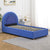 Lit simple Carlette avec tête de lit en arche et sommier relevable simili bleu
