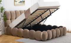 Lit-coffre Carlin avec sommier relevable 180x200cm velours taupe