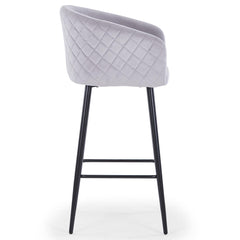 Lot de 3 chaises de bar en velours Asil argent