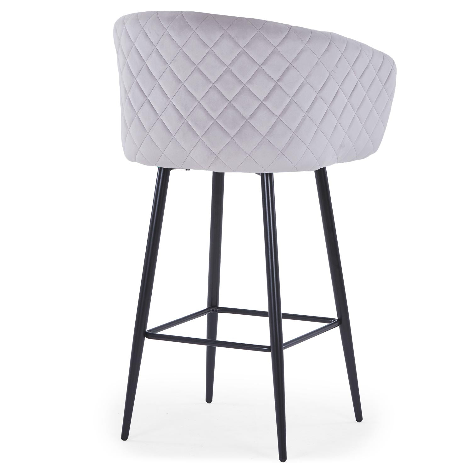Lot de 4 chaises de bar Bobby Velours Argent