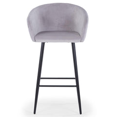Lot de 4 chaises de bar Bobby Velours Argent