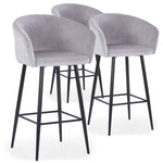 Ensemble de 3 chaises de bar en velours argent