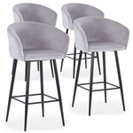 Lot de 4 chaises de bar en velours argent