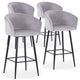 Lot de 4 chaises de bar en velours argent