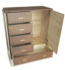 Buffet haut Balon 5 tiroirs et 1 porte en bois marron et métal doré L90cm