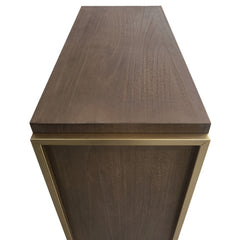 Buffet haut Balon 5 tiroirs et 1 porte en bois marron et métal doré L90cm
