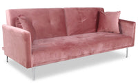 Canapé clic-clac 3 places velours rose