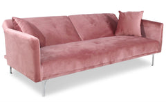 Canapé convertible 3 places Carla Velours Rose