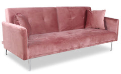 Canapé convertible 3 places Carla Velours Rose
