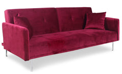 Canapé convertible 3 places Carla Velours Rouge